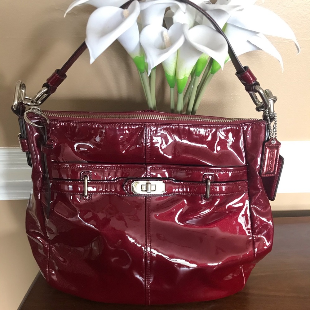 Coach Patent Leather Hobo Shoulder Strap Purse